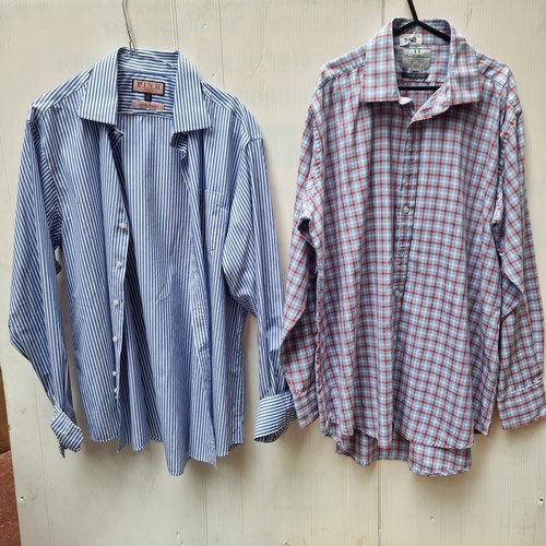 340 - A selection of six men's cotton shirts. They are all in a 17.5 size. Including examples by Thomas Pi... 