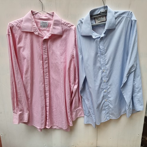 340 - A selection of six men's cotton shirts. They are all in a 17.5 size. Including examples by Thomas Pi... 