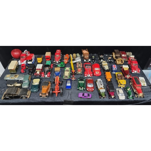 111 - A huge selection of approximately fifty-four model cars including many Matchbox examples such as a 1... 