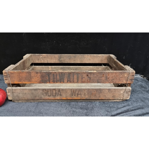 168 - A fantastic vintage Thwaites Soda Water wooden crate, crafted by O'Keeffe Boxmakers Dublin.