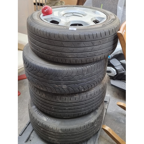 731 - 4 tires made by Ventus Prime and Continental 205/55R16.