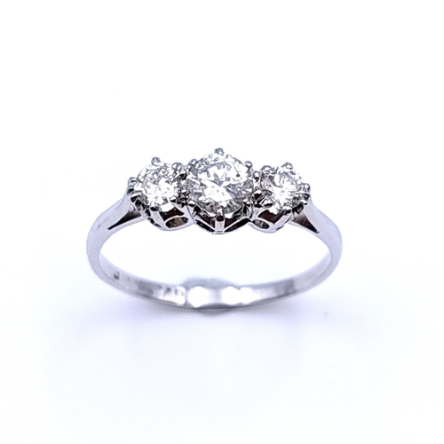 748 - Star lot : A beautiful 18ct white gold vintage ring With three very bright huge sparkle Diamonds. Th... 