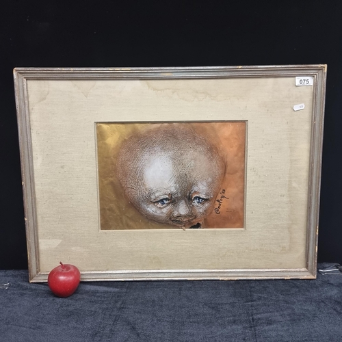 75 - A fantastic original mixed media artwork after George Coulon featuring a fish eye lens view of a sma... 