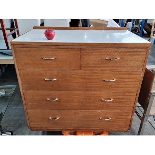 756 - A good mid century chest of drawers By Ministry of Defence with five drawers with gilt pull handles ... 