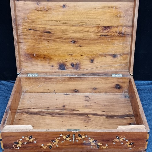 108 - A beautiful antique red cedar jewellery box. A large example with subtly domed lid and ebonised wood... 