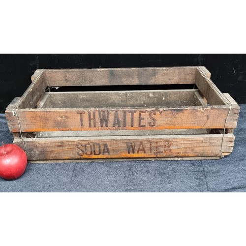 168 - A fantastic vintage Thwaites Soda Water wooden crate, crafted by O'Keeffe Boxmakers Dublin.