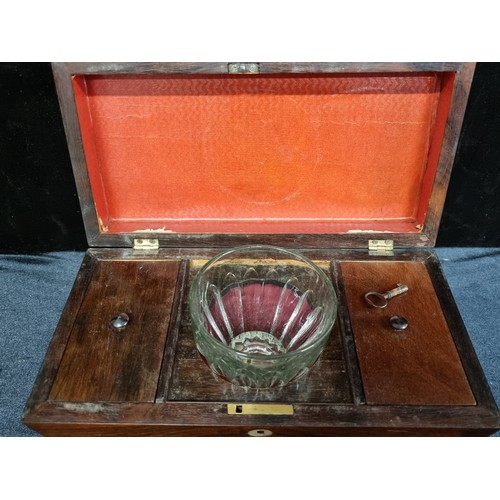 204 - Star Lot : A beautifully elegant Georgian tea caddy with bun feet and mother of pearl inlay to top. ... 