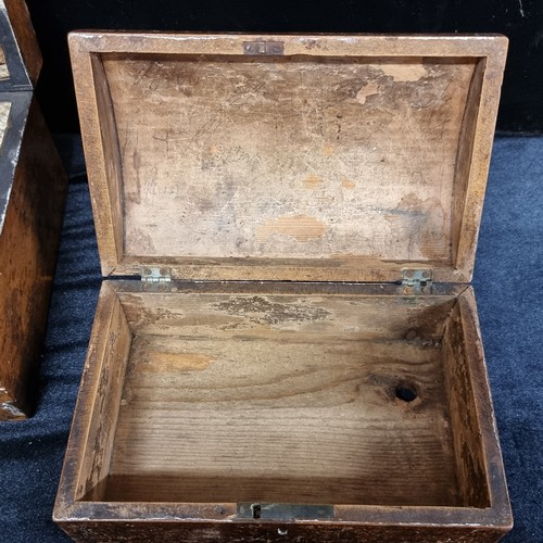 206 - Two great vintage boxes including a large inlaid stationary box and a dome shaped jewellery chest.