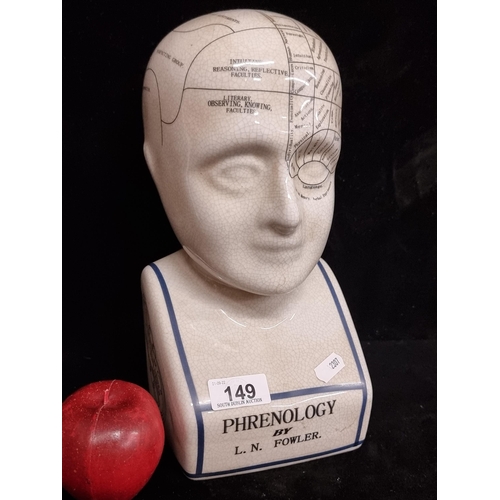 149 - An interesting example of a ceramic phrenology head used for studying brain function and anatomy. Si... 