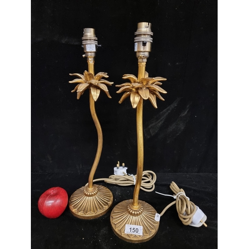 150 - A pair of Laura Ashley table lamps, with a beautiful organic style stem and gilt finish.