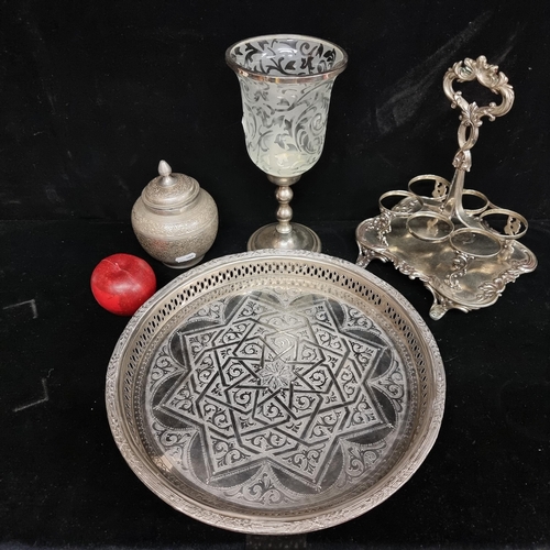 168 - A selection of four high quality collectables including a beautiful Sheffield plate cruet stand with... 