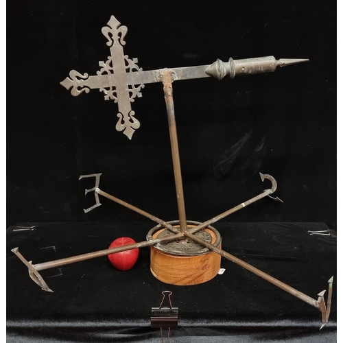 170 - A heavy bronze weather vane fabricated by Wolverhampton company Price Sedgley. With ornate fleur de ... 