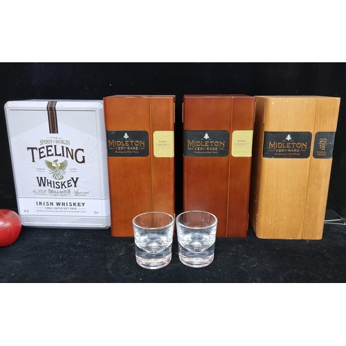 191 - A good collection of Whiskey boxes including three Middleton examples and one Teeling. Along with tw... 