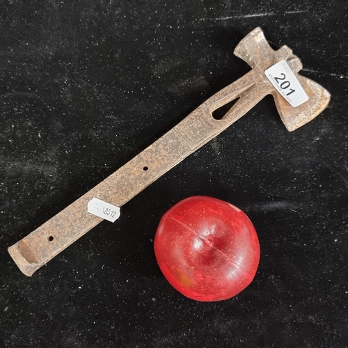 201 - A 19th century stonemasons  axe and hammer. .