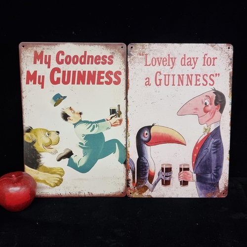 206 - Two metal advertising signs for Guinness, including the iconic Zookeeper.