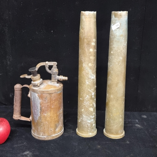 235 - Three vintage brass items, including a 