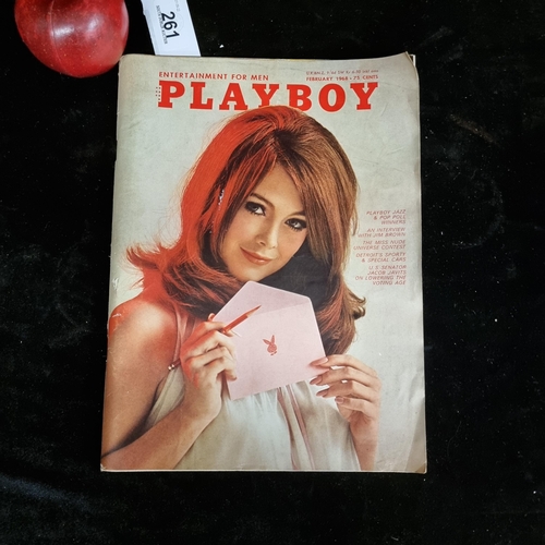 261 - A vintage copy of Playboy magazine, issue February 1968. Featuring a centre spread for model Nancy H... 