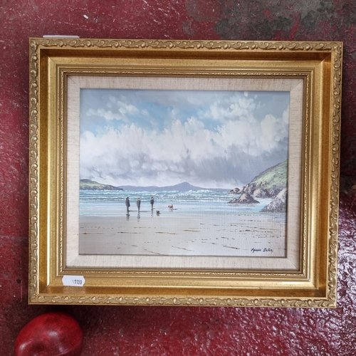 289 - A charming original oil on canvas by artist Manson Blair; a tranquil scene, depicting a family enjoy... 