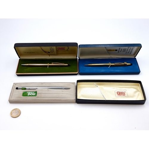 779 - Three cross pens including a 12kt Rolled Gold boxed example, All the pens are affiliated with compan... 