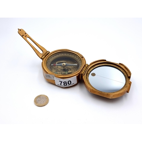 780 - A good nautical brass compass.