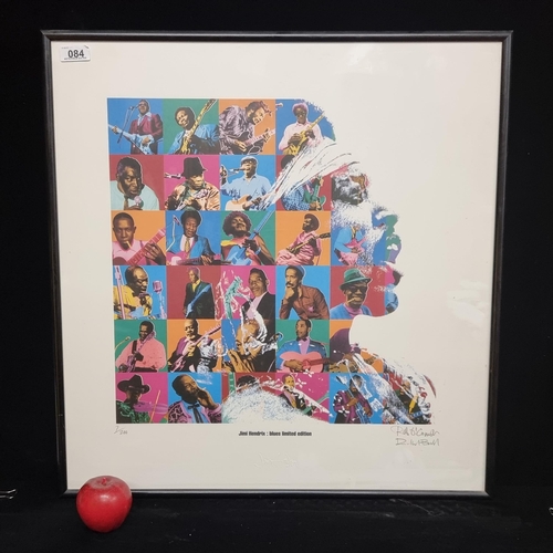 84 - A fantastic limited edition (7/200) print of the album art for  Blues by Jimi Hendrix. Signed bottom... 