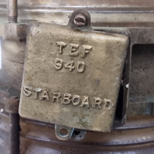 146 - Star Lot : A pair of antique extremely heavy and large  brass and copper ship's masthead lanterns ma... 