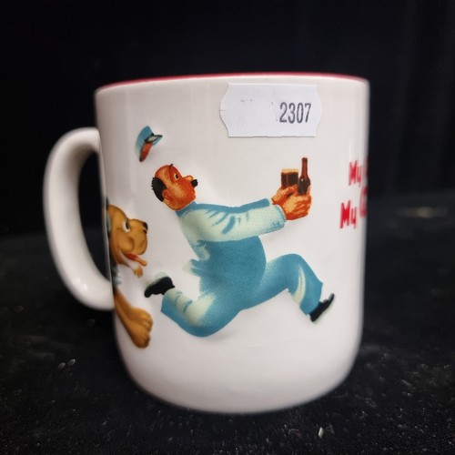 157 - Six Guinness branded mugs with iconic Zoo Keeper motif, with red text 