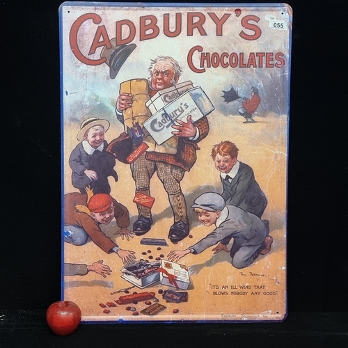 55 - A large metal wall mounting sign advertising Cadbury's chocolates.