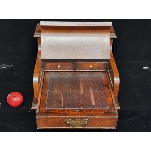 217 - Star Lot : A handsome example of a Victorian, burr walnut desk top writing bureau with hinged lid re... 