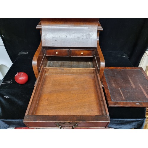 217 - Star Lot : A handsome example of a Victorian, burr walnut desk top writing bureau with hinged lid re... 