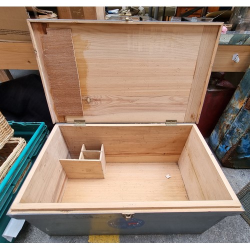 352 - An army surplus Medicine chest. In wooden box with stencilled text and hinged lid.