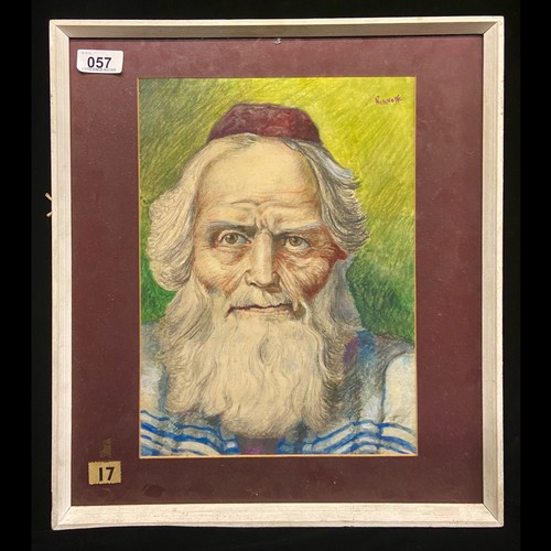 57 - Star lot: A fantastic original watercolour on paper art piece titled 'Rabbi' by famed Irish artist H... 
