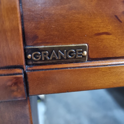 448 - A large regency style desk by furniture maker Grange with a single deep drawer and brass pull handle... 