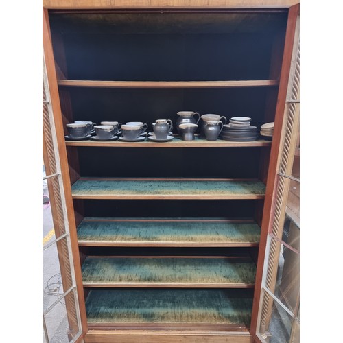 441 - Star Lot : A fabulous golden oak display cabinet with 6 shelves and glazed doors, crafted in the ear... 