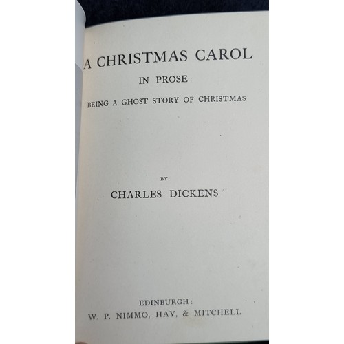 204 - A set of three antique items including a lovely leather bound early copy of A Christmas Carol in ori... 