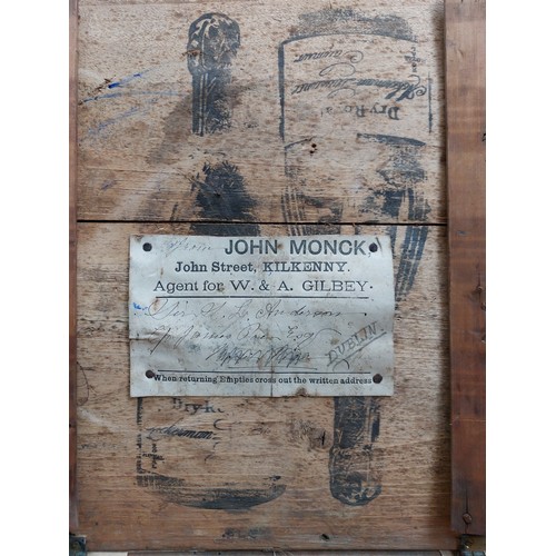 481 - A vintage, wooden, commercial transport case for ''Ackerman-Laurance Dry Royal''. With a vendor's id... 