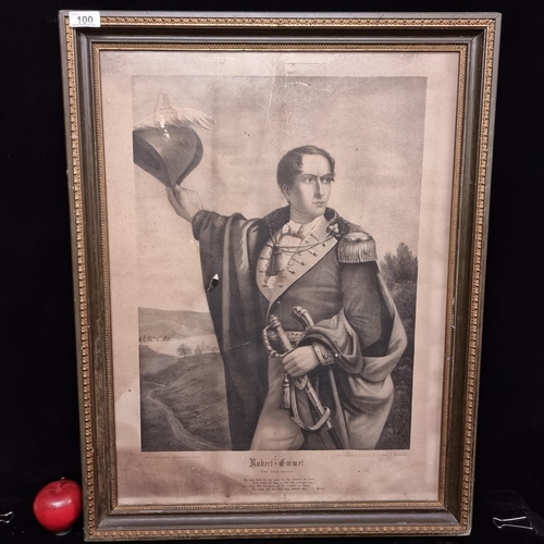 100 - A fantastic large original lithograph print of Irish patriot Robert Emmett published by S. Lipschitz... 