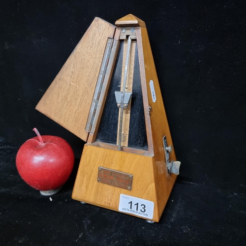 113 - A Wonderful antique Maëlzel made Metronome. This walnut wood example is also supplied with a brass l... 