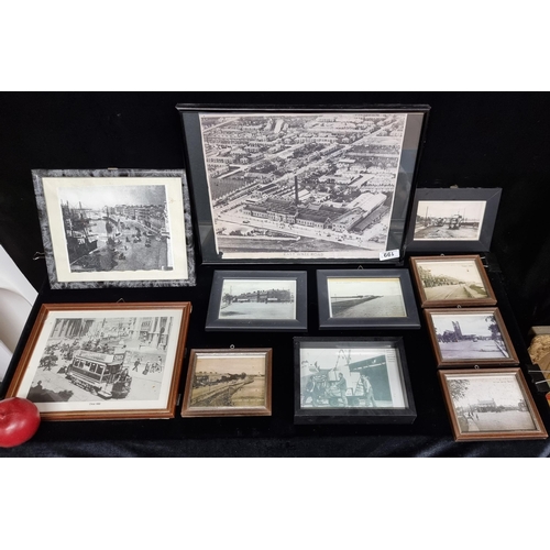 199 - Eleven framed prints of Victorian Dublin including East Wall and Clontarf.