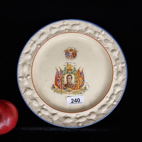 240 - An Adams Titan Ware ceramic plate issued to commemorate the Coronation of Edward VIII, 1937. An inte... 