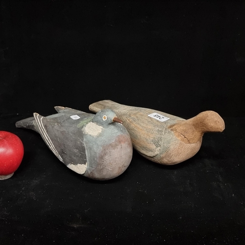 248 - Two wooden, antique folk art decoy birds.