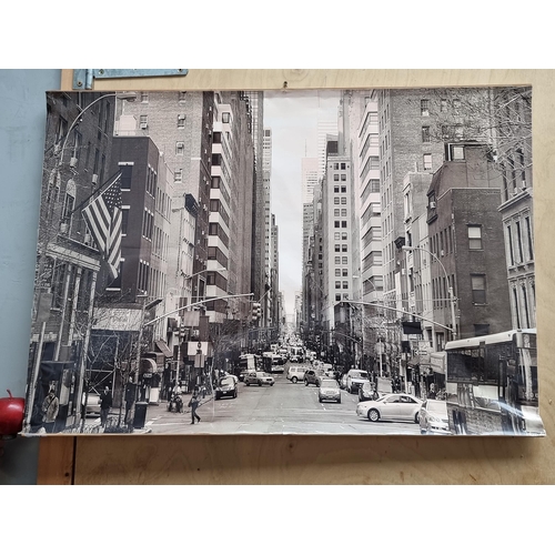 257 - A very cool original, 1970s large black and white photograph of New York city, on wooden supports.