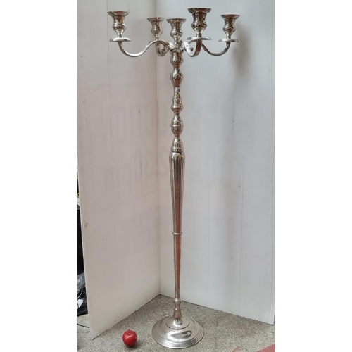 321 - Star lot : A huge,  very impressive heavy, silver toned four branch candelabra. Possibly of ecclesia... 