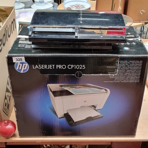 328 - Two items including a Playstation 3 and a Laserjet Pro colour printer, model number: CP1025. printer... 