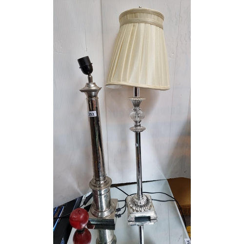 353 - Two tall table lamp bases, including a very heavy EOD Holland example in an Empire style column form... 