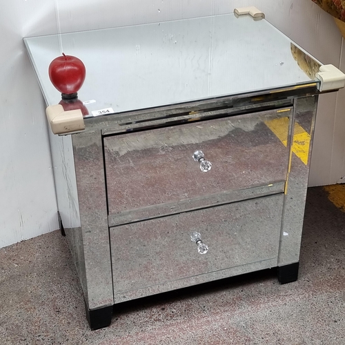 354 - A stylish contemporary mirrored  bedside locker with   two large drawers in good condition.From The ... 