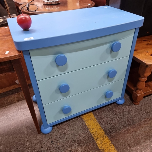 376 - A child's bedroom Mammut three-drawer chest, in shades of blue. From The Huge Penthouse in Grand Can... 