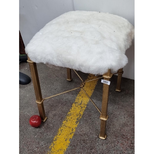 385 - An unusual antique style chair with gilt metal base and reupholstered with faux fur. From The Huge P... 