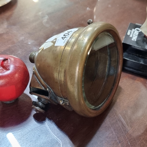 404 - A great example of a nineteenth century C.A.U. classic brass car lamp, with thick bevelled glass.