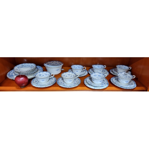 431 - 31 pieces of Royal Stafford fine bone china in a blue and white floral pattern.